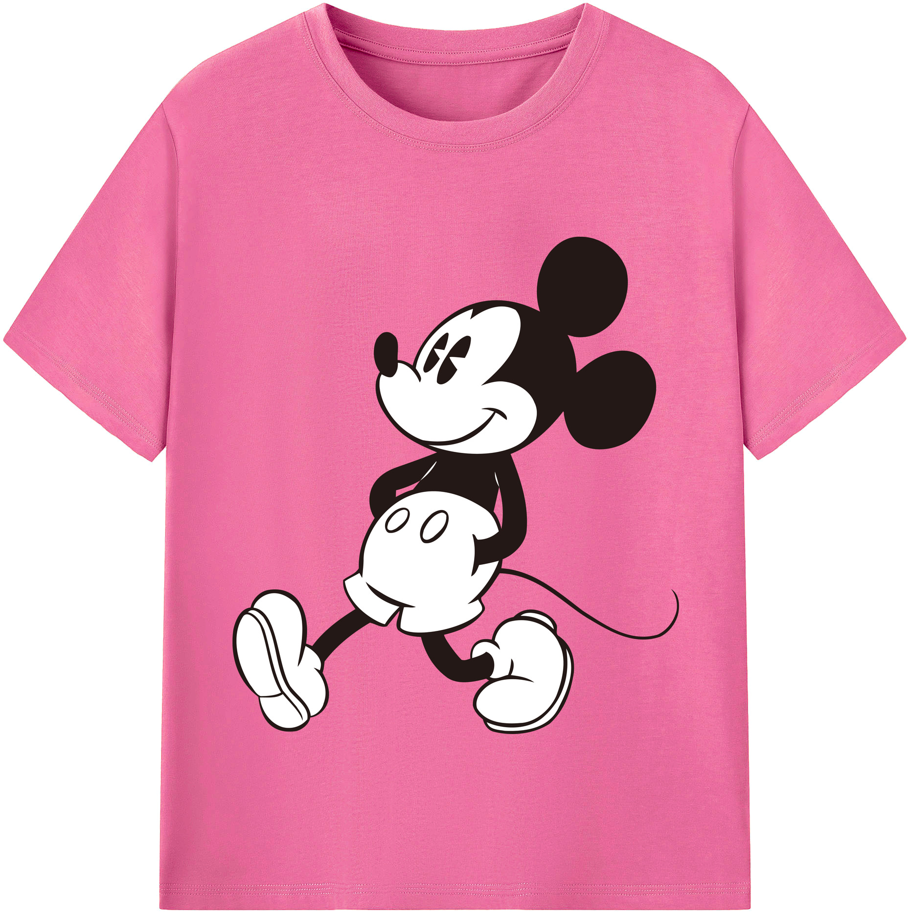 （画像用） ミッキーマウス Mickey Mouse レディースカジュアルプリントTシャツ（綿100％）